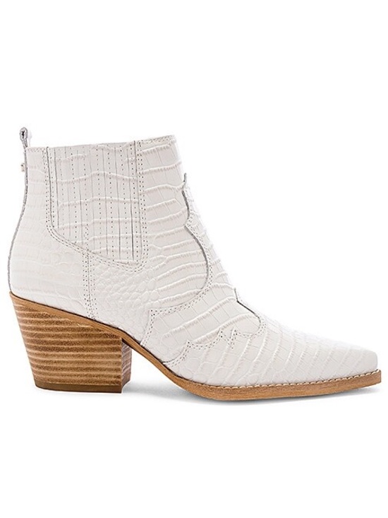 Sam Edelman Shoes - Sam Edelman White Croc-Embossed Western Ankle Bootie